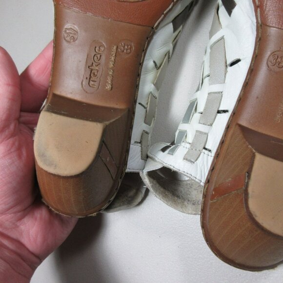 Reiker womens white gray silver Juliane wedge leather sandals 7.5 M 38 - Picture 10 of 10
